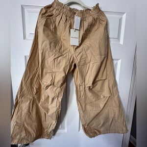 Eesome Beige Cropped Jogger Wide Leg Pants